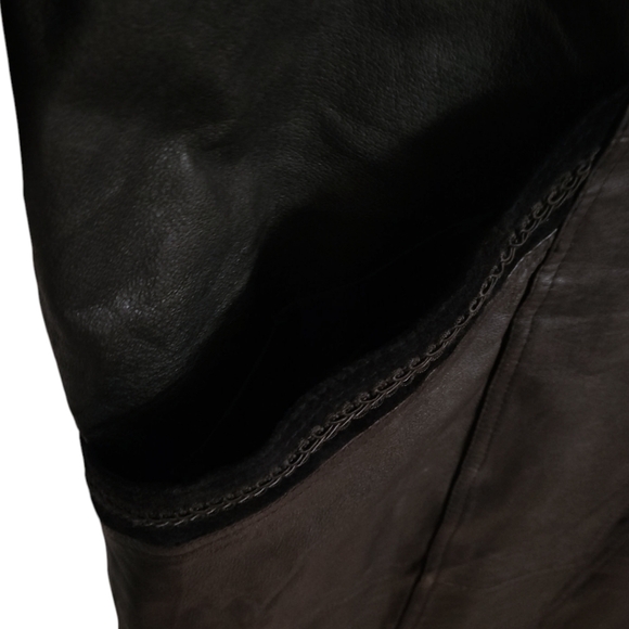 DoubleG Black Leather Jacket, Classic Lapel & Structured Design, Vintage, Sz Med - Picture 6 of 12